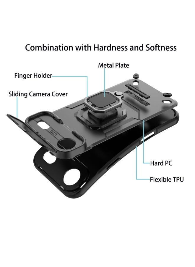 عام غطاء لآيفون 17 إير مع غطاء كاميرا منزلق وحامل حلقي دوار 360 درجة، غلاف هاتف واقي متين مقاوم للصدمات لغطاء آيفون 17 إير. - Image 5