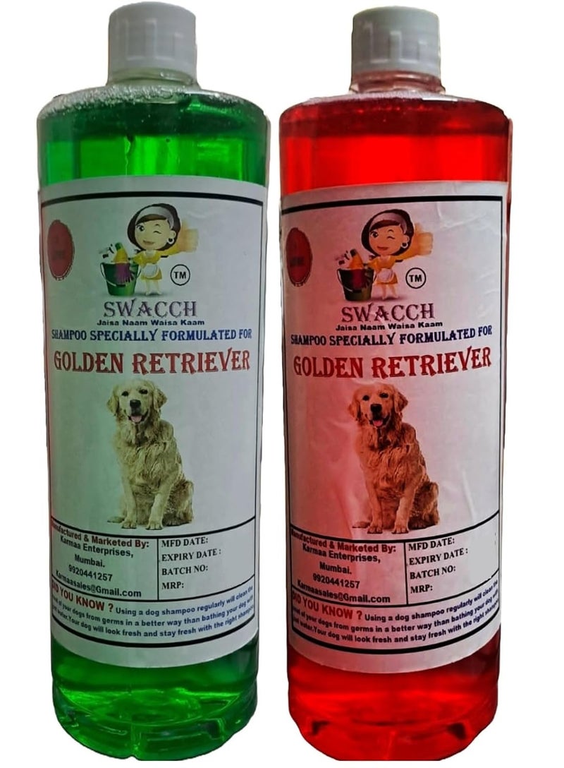 SWACCH Shampoo Specially FORMULATED for Golden Retriever 1 Litre Combo Pack of 2 NEEM ALOVERA Jasmine - Image 1
