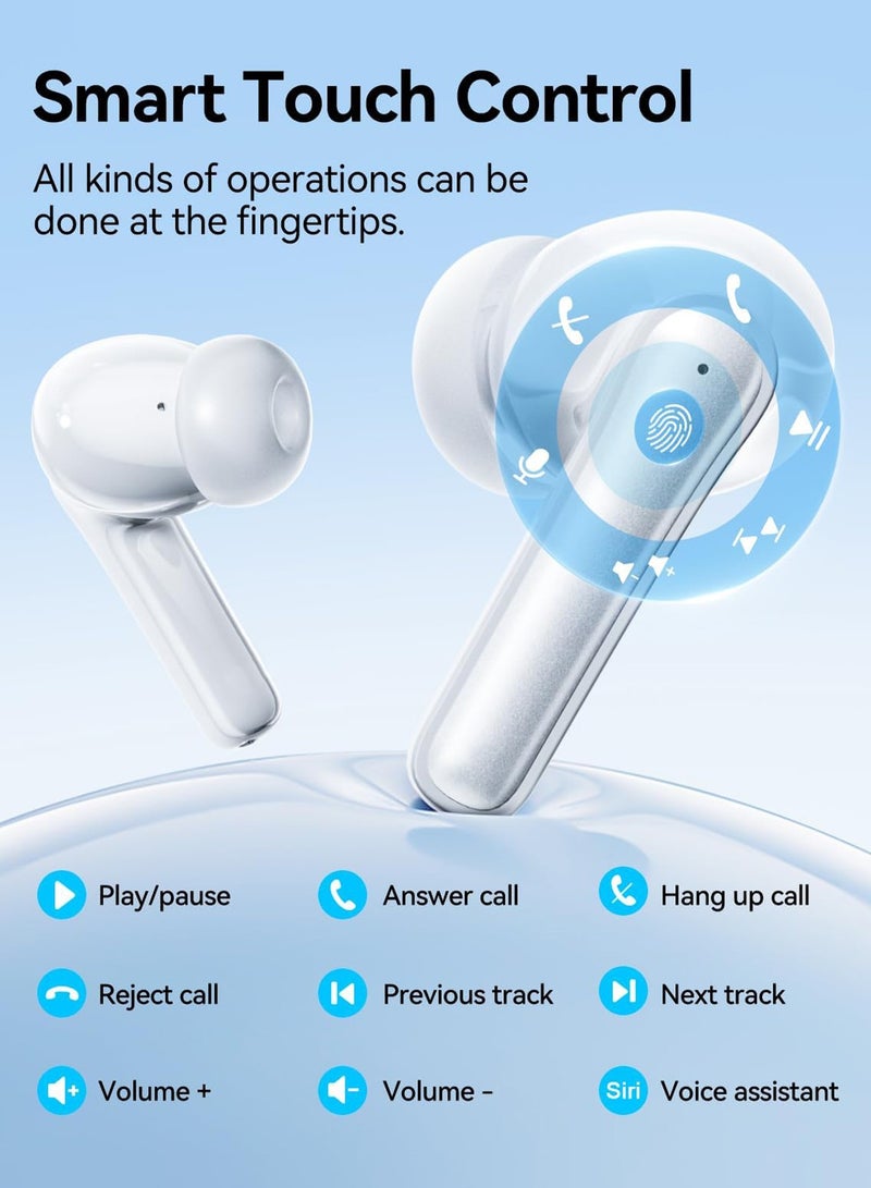 باور_لايف سماعات أذن لاسلكية J6pro، سماعات أذن بلوتوث مع علبة شحن، صوت ستيريو عميق، IPX4، سماعات أذن خفيفة الوزن لأجهزة iPhone وAndroid والتمارين الرياضية - Image 5