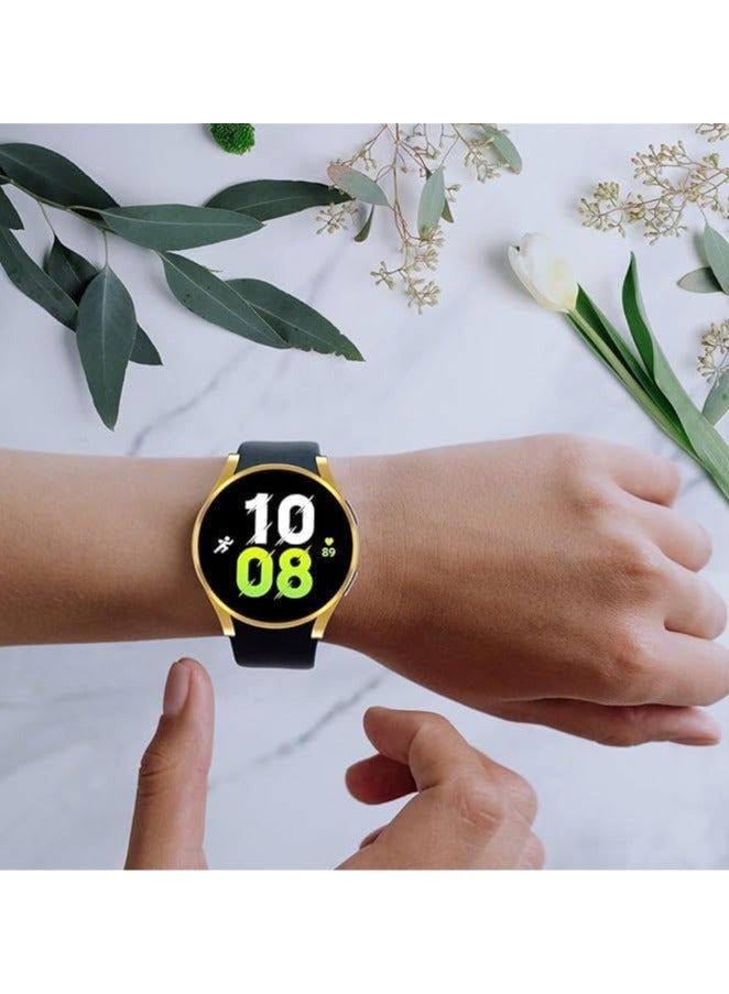 ELMO3EZZ Compatible with Samsung Galaxy Watch 5 44mm/ 40mm Screen Protector Case, Galaxy Watch 5 LTE 44mm/5 Pro 45mm Cover Soft TPU Plated Protective Case Scratch Resistant Protection (Gold) - Image 2
