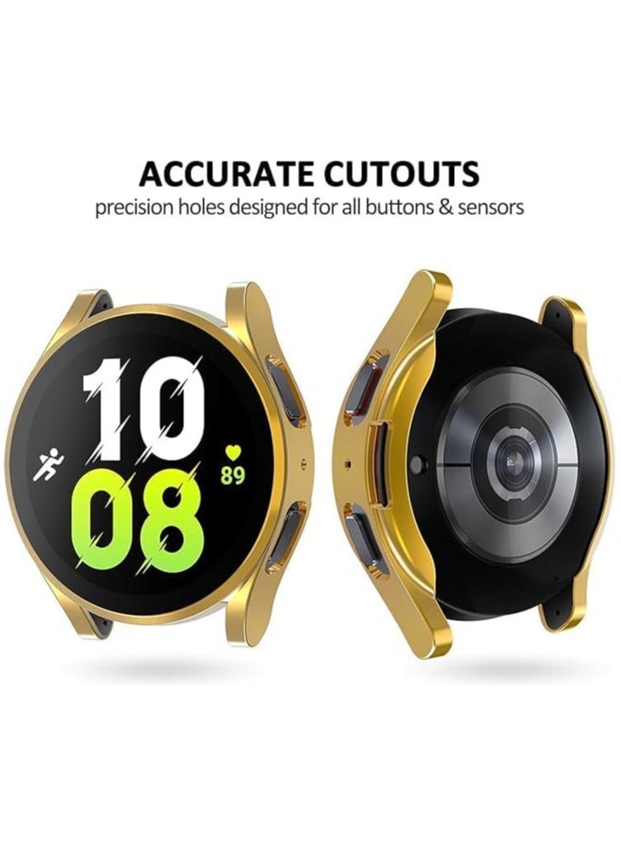 ELMO3EZZ Compatible with Samsung Galaxy Watch 5 44mm/ 40mm Screen Protector Case, Galaxy Watch 5 LTE 44mm/5 Pro 45mm Cover Soft TPU Plated Protective Case Scratch Resistant Protection (Gold) - Image 3