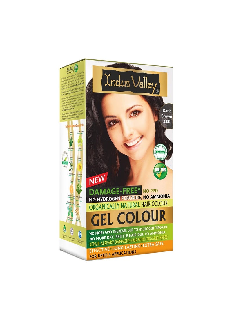 Indus Valley INDUS VALLEY Damage Free Natural Gel Hair Colour for Women | Ammonia & PPD Free Organic Hair Colour with 100% Grey Coverage, Long Lasting Hair Color Trial Pack | Dark Brown  - Image 1