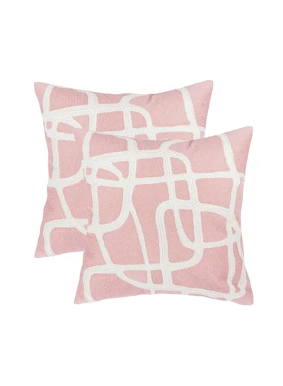 Donetella 2 Piece Embroidered Cushion Cover (45x45 cm) Without Filler Pink