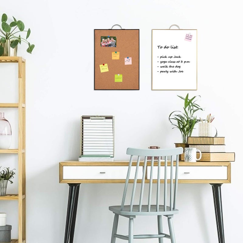 TSJ OFFICE Small Whiteboard Cork-Board Combination for Wall - 16" x 12" Portable Aluminum Frame Magnetic Dry Erse Board Mini Bulletin Cork Board 2 Pack with Holder for School, Office, Home - Image 2