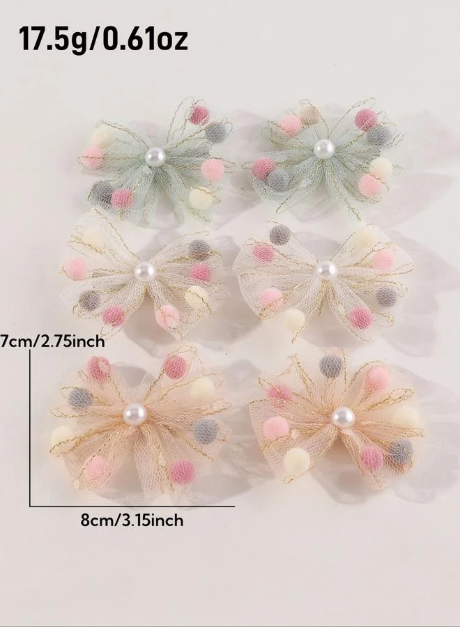 تايك تو طقم من 6 مشابك شعر مزينة بربطة وشبك ولؤلؤ صناعي