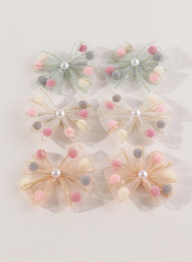 تايك تو طقم من 6 مشابك شعر مزينة بربطة وشبك ولؤلؤ صناعي - Image 4