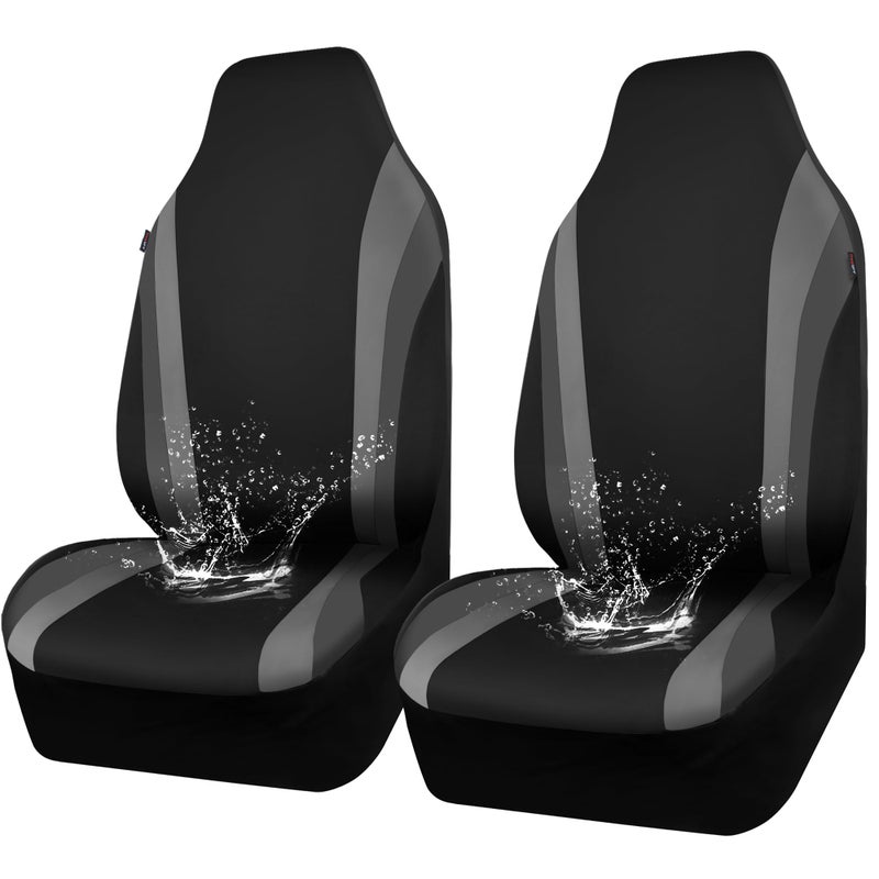 CAR PASS AquaShield Neoprene Waterproof Car Seat Covers for Front Seats Only High Back Bucket Seat CoverAirbag CompatibleLine Rider Seat Covers Universal Fit for Truck Van SUV Black and Gray - Image 2