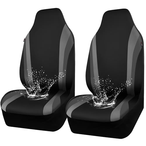 CAR PASS AquaShield Neoprene Waterproof Car Seat Covers for Front Seats Only High Back Bucket Seat CoverAirbag CompatibleLine Rider Seat Covers Universal Fit for Truck Van SUV Black and Gray - Image 1
