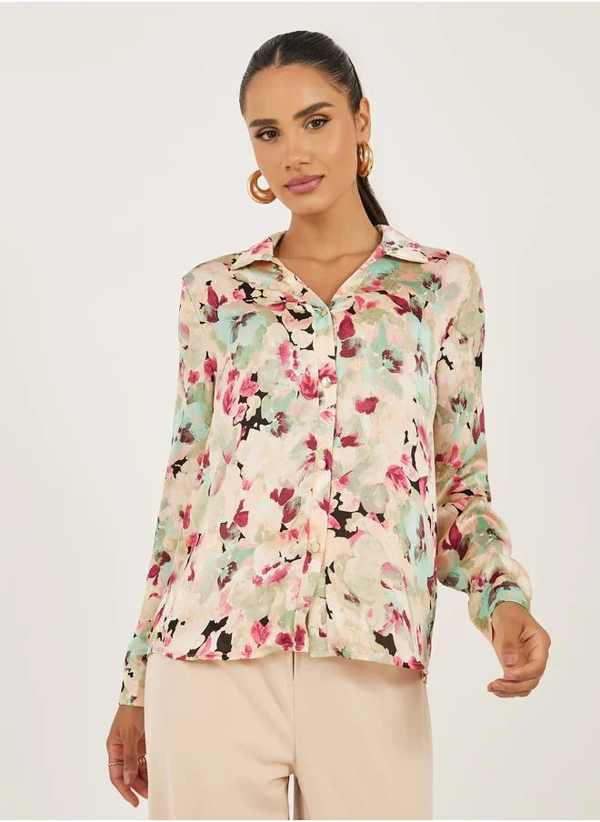 Styli Floral Print Regular Fit Shirt