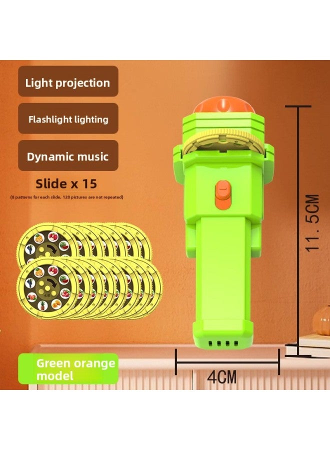 Children's Luminous Flashlight Projector Slide Educational Early Education Toys Baby Creative Starry Sky Music Projection Lamp 