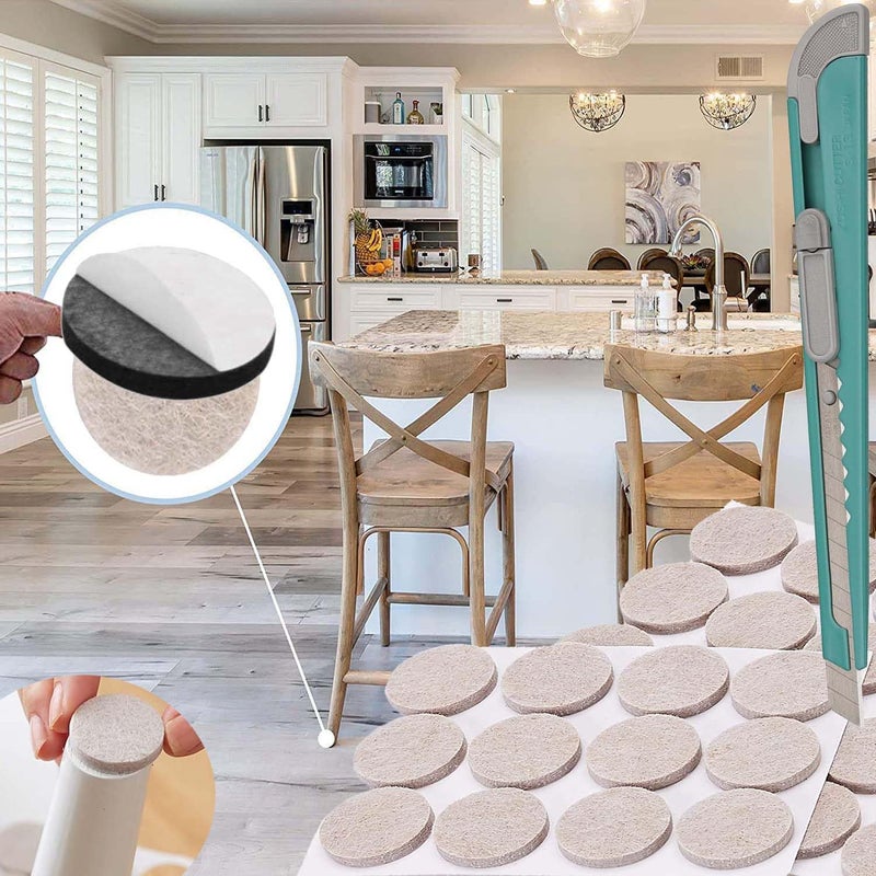 DIY Crafts DIY Crafts 8 Pcs, Felt Pad + DIY Cutter, 2" inch Round Colour, Basics Rubber Furniture Pads, Black, Carpet Bottom Furniture Pads to Protect Hardwood, Tile or Laminate Floors (8 Pcs + DIY Cutter)  - Image 1