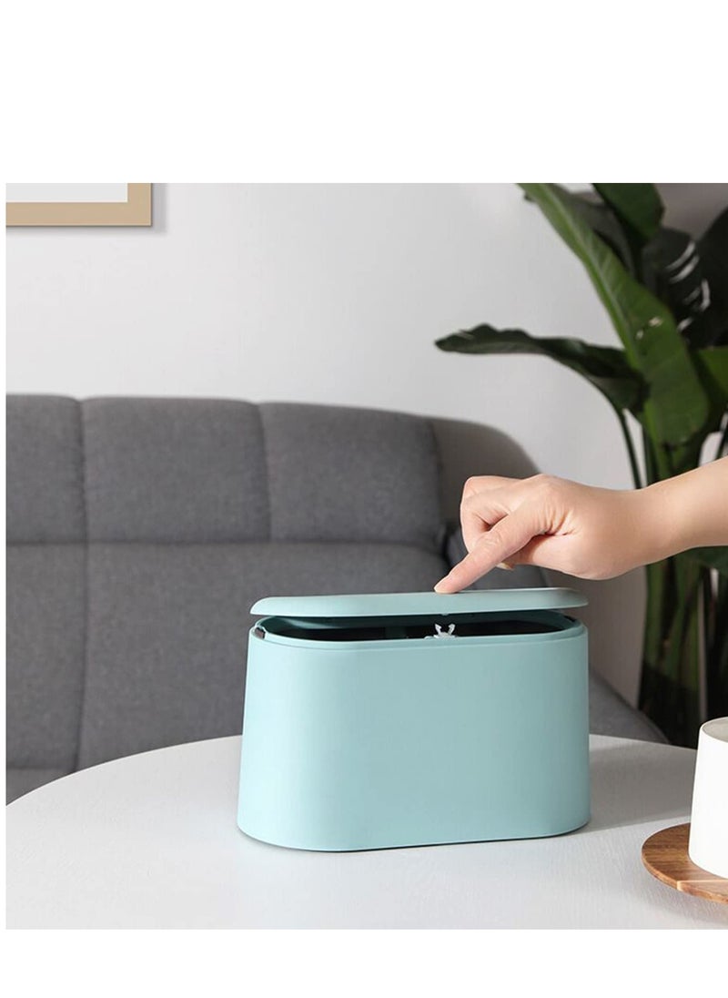 SYOSI - Pop Up Mini Trash Can - Removable Small Garbage Bin, Tiny Plastic Wastebasket, Countertop Lint Bin for Bathroom, Office, Kitchen, Desk, Coffee Table.  Keep Your Space Neat & Tidy Sky Blue - Image 1