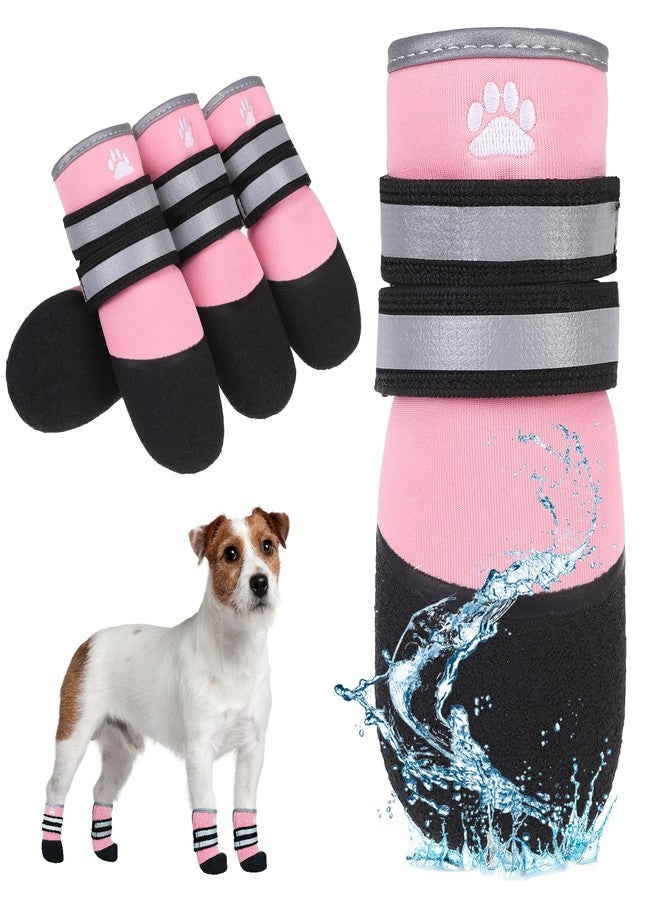 كولتيل أحذية كولتايل للكلاب للأرصفة الساخنة، أحذية صيفية للكلاب الصغيرة والمتوسطة والكبيرة، أحذية مقاومة للماء ومضادة للانزلاق للكلاب، وواقيات لأقدام الكلاب للأرضيات الخشبية، أحذية مائية داخلية وخارجية، لون وردي - Image 1