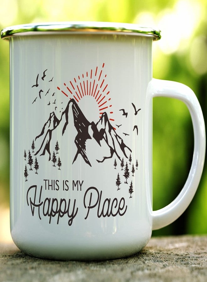 Loftipop This is My Happy Place Enamel Campfire Mug, Mountain Camping Coffee Cup, Nature Outdoor Hiking Camp Lover Gift (16oz) - Image 2