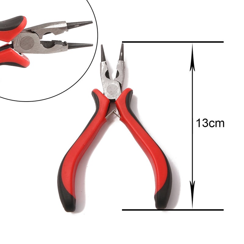 Handmade DIY Tool Pliers Multifunctional Punching Pliers Jewelry Toothless Pointed Nose Pliers Oblique Wire Cutting Pliers Hardware Tools #3 black/red handle jewelry pliers 1 pc/bag 