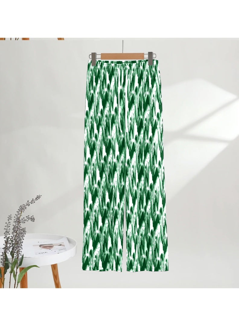 بنطلون واسع الساق بمقاس حر للنساء في الصيف، بنطلون فضفاض مستقيم بتصميم صبغ التعادل - Image 1