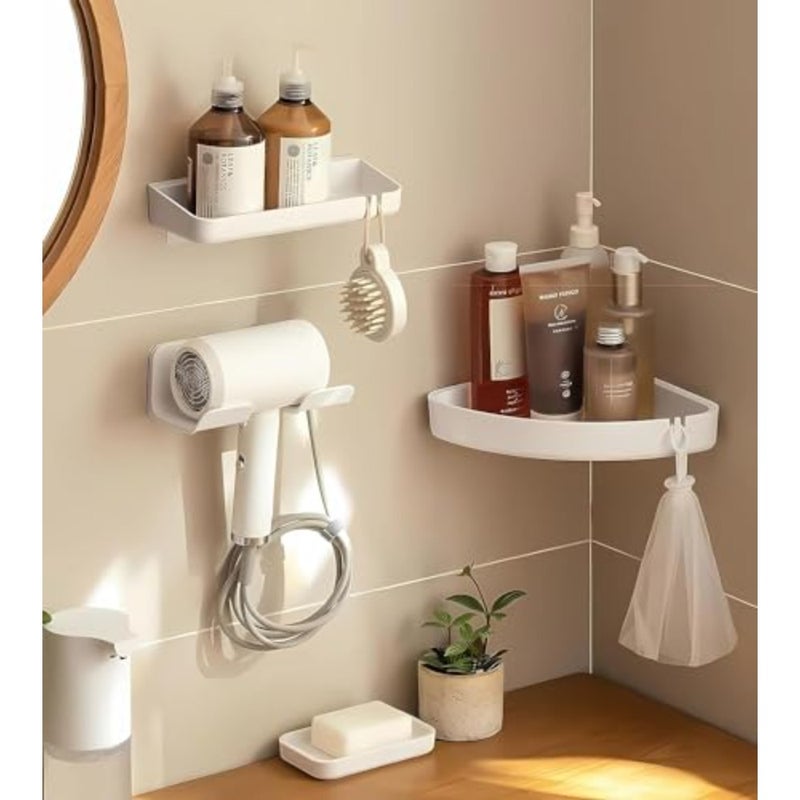 Universal Hair Dryer Holder, Blow Dryer Hanger Wall Mount for Hair Dryer Hook with Plug and Cord Organizer Self Adhesive for Cabinet Bathroom 2 Pack White - Image 5
