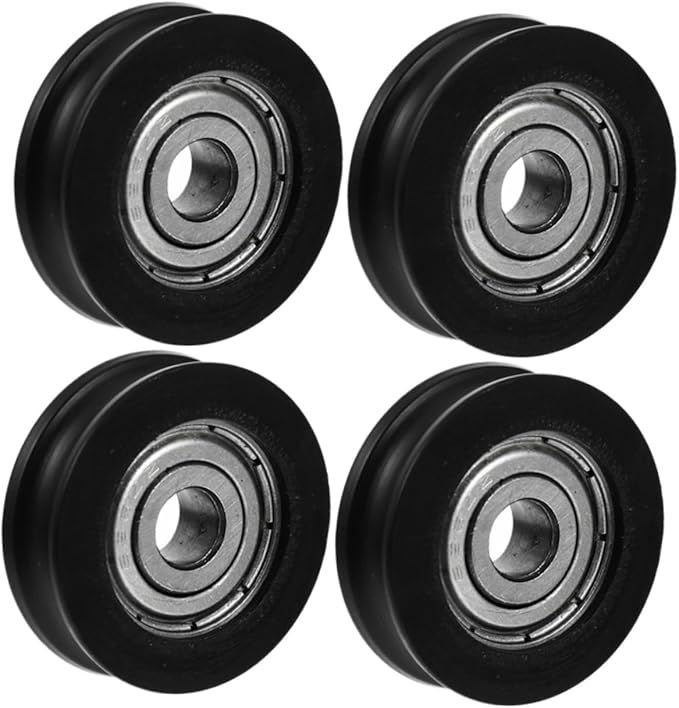 Black U Groove Pulley Roller Guide Wheels 8pcs Set 2X2X0 7CM for Sliding Barn Doors and Hardware Installation - Image 1