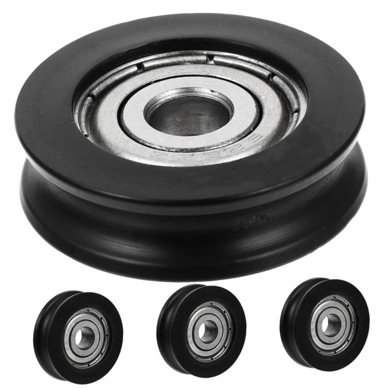 Black U Groove Pulley Roller Guide Wheels 8pcs Set 2X2X0 7CM for Sliding Barn Doors and Hardware Installation - Image 3