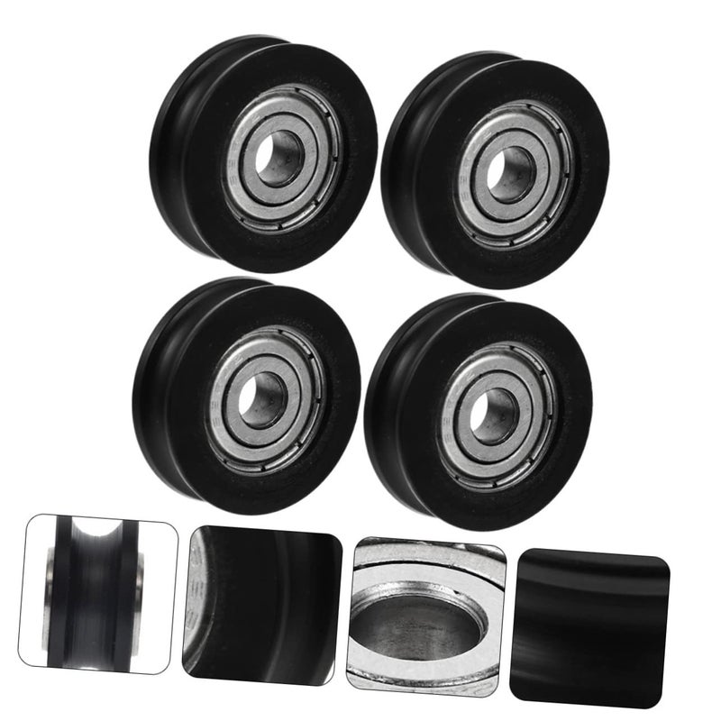 Black U Groove Pulley Roller Guide Wheels 8pcs Set 2X2X0 7CM for Sliding Barn Doors and Hardware Installation - Image 4