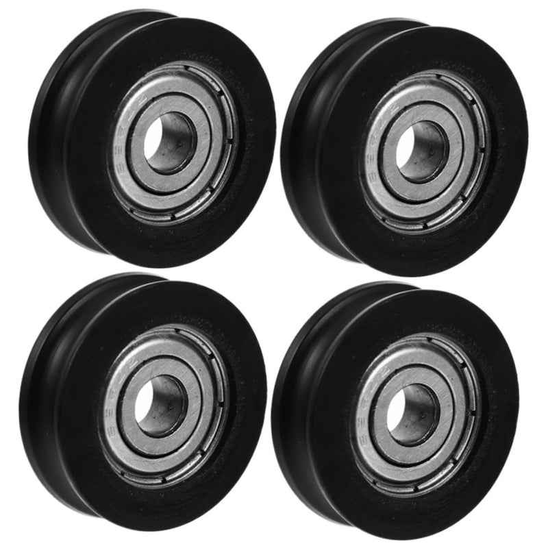 Black U Groove Pulley Roller Guide Wheels 8pcs Set 2X2X0 7CM for Sliding Barn Doors and Hardware Installation - Image 2