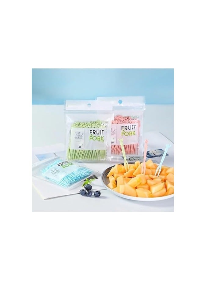 طقم شوك فواكه بلاستيكية 50 قطعة – لون أخضر أنيق للمناسبات والحفلات - Image 1