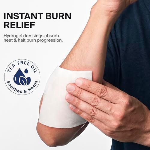 SurviveX Hydrogel Burn Dressings with Tea Tree Oil - 4x4" Sterile Non-Stick Burn Pads - Emergency First Aid for Instant Cooling, Soothing & Relief - 5 Pack - Image 3
