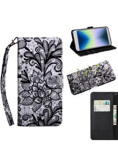 Case Cover For iPhone SE 2022 3D Painting Pattern Coloured Drawing Leather Phone Case Black Lace