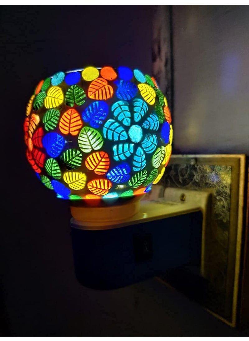 DS ENTERPRISE DS Enterprise Kapur Dani Electrical Camphor Diffuser Glass Kapoor Dhani Essential Oil Diffuser with On Off Switch to Toggle Between Burner Lamp Heart Shape Leaf445  - Image 3