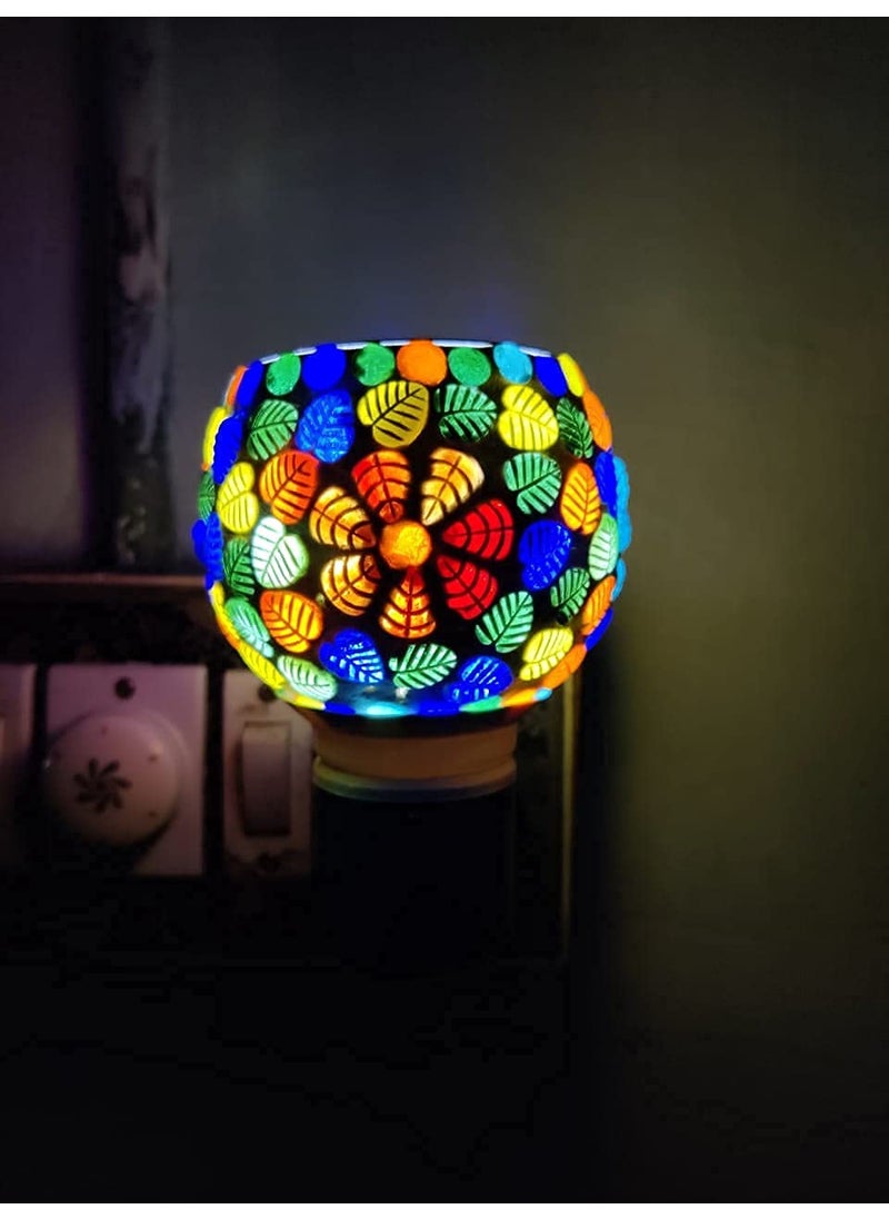 DS ENTERPRISE DS Enterprise Kapur Dani Electrical Camphor Diffuser Glass Kapoor Dhani Essential Oil Diffuser with On Off Switch to Toggle Between Burner Lamp Heart Shape Leaf445  - Image 2