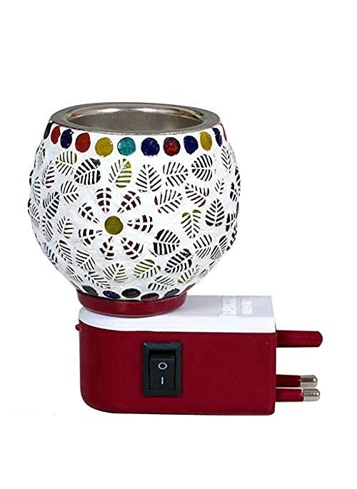 DS ENTERPRISE DS Enterprise Kapur Dani Electrical Camphor Diffuser Glass Kapoor Dhani Essential Oil Diffuser with On Off Switch to Toggle Between Burner Lamp Heart Shape Leaf445  - Image 5
