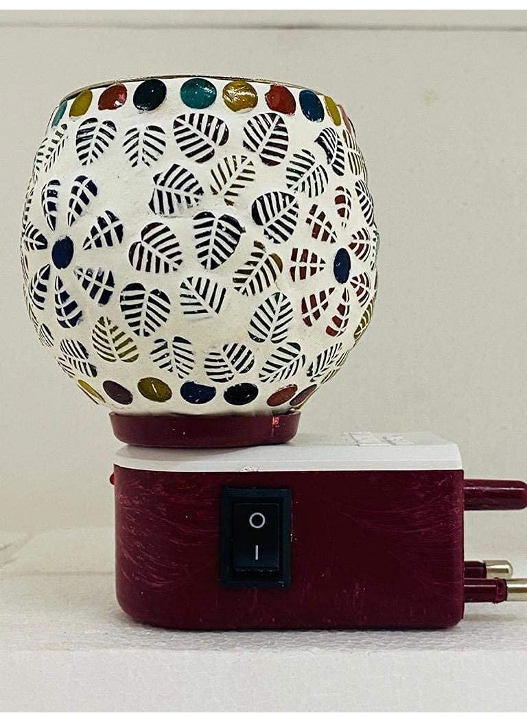 DS ENTERPRISE DS Enterprise Kapur Dani Electrical Camphor Diffuser Glass Kapoor Dhani Essential Oil Diffuser with On Off Switch to Toggle Between Burner Lamp Heart Shape Leaf445  - Image 4