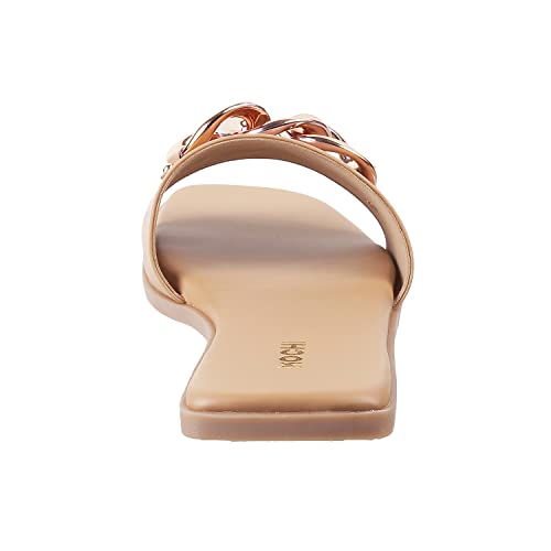 Mochi Women's Beige Flat Fashion Slip On Sandals | Synthetic Ornamented Open Toe Footwear | Lightweight Comfort Casual Stylish Comfortable Elegant Wear | UK 3 - Image 4