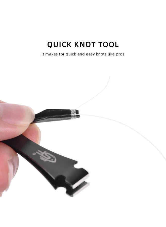 SF 2Packs 3 in 1 Fly Fishing Nipper Knot Tying Tool Black Stainless Steel Fly Line Cutter Fishing Clippers with Zinger Retractor for Fly Fishing Tapered Leader Tippet Line - Image 3