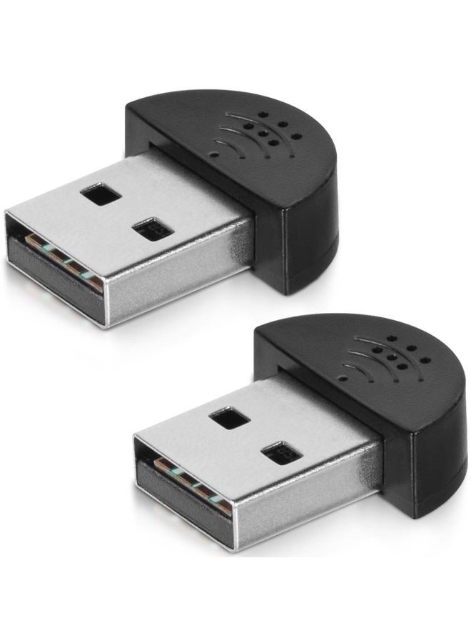 KISEER 2 Pcs USB 2.0 Mini Microphone Laptop/Desktop PC Plug and Play for Skype MSN Yahoo Recording YouTube Google Voice Search and Games - Image 1