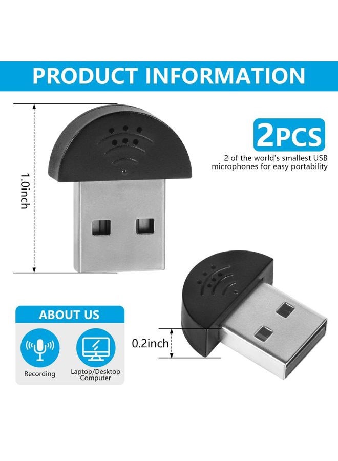 KISEER 2 Pcs USB 2.0 Mini Microphone Laptop/Desktop PC Plug and Play for Skype MSN Yahoo Recording YouTube Google Voice Search and Games - Image 2
