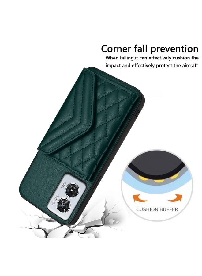 S-TOP Case For Motorola Edge 50 Fusion Global Rhombic Texture Card Bag RFID Phone Case with Long Lanyard - Image 5