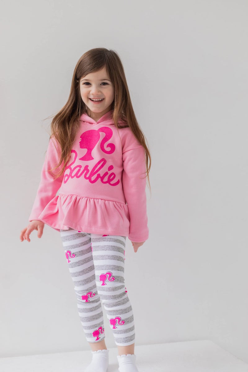 Barbie Toddler Girls Peplum Fleece Hoodie & Peplum Leggings Pink 5T - Image 2
