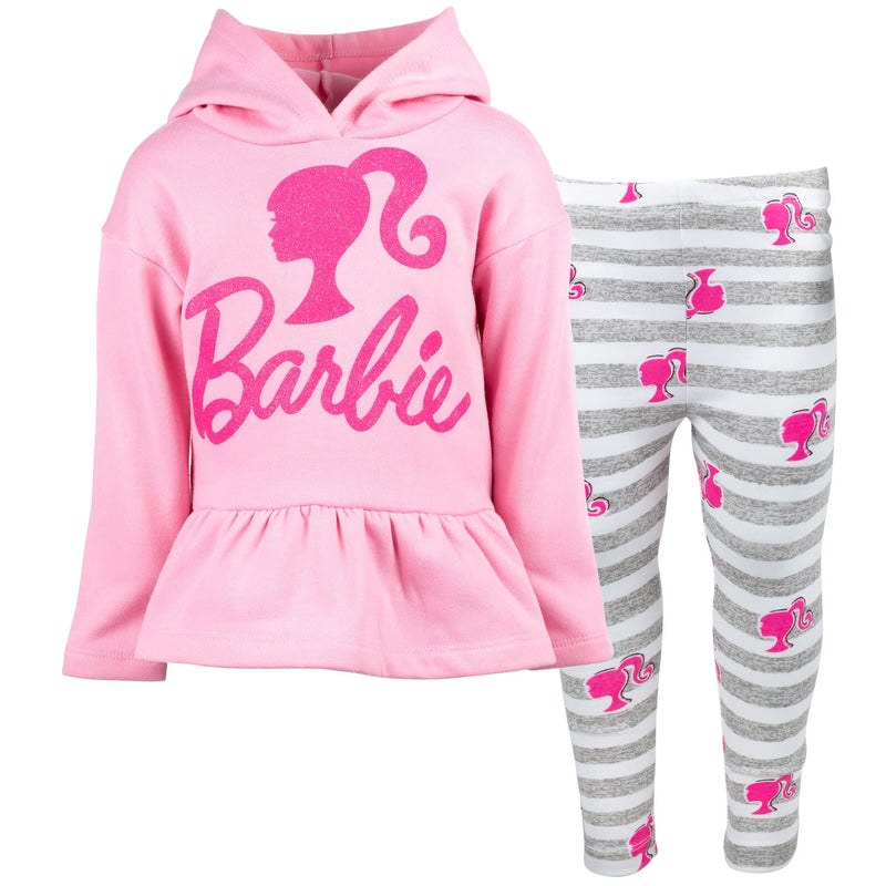 Barbie Toddler Girls Peplum Fleece Hoodie & Peplum Leggings Pink 5T - Image 1