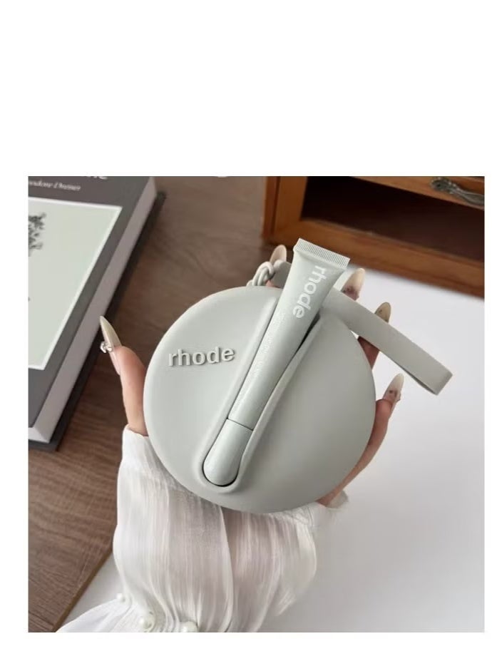 rhode Lipstick Holder Bag Coin Purse Lip Glaze Organizer Storage Bag Toast Ribbon (GREY) - Image 1