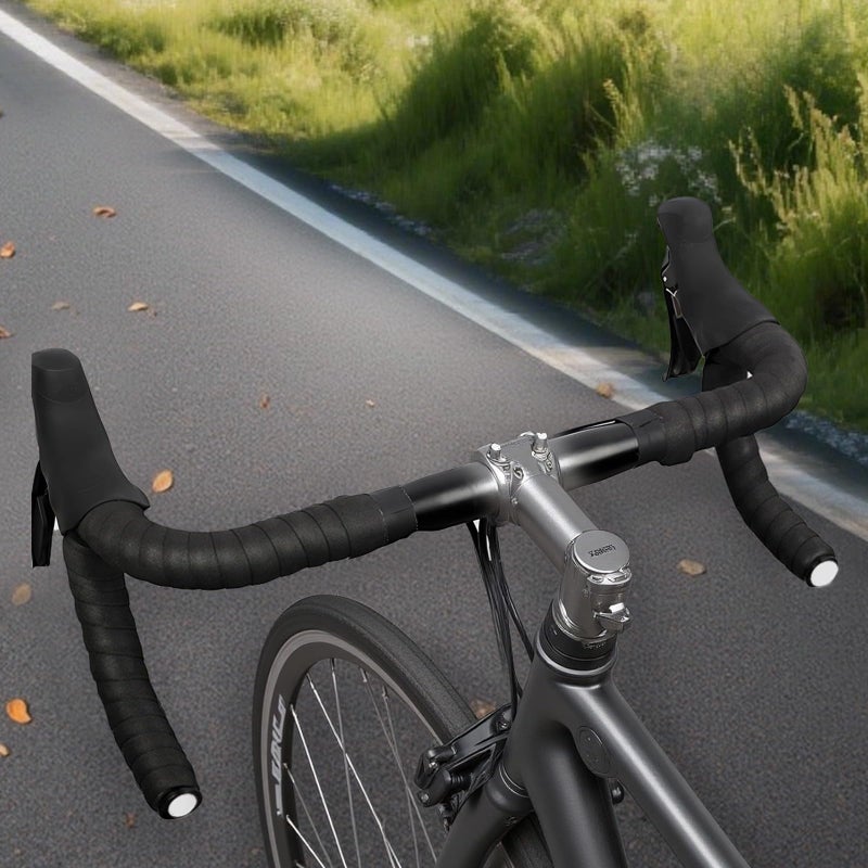 شريط قبضة المقود الأسود من EVA، مجموعة من 2، شريط مقود دراجة الطريق، 78.7 بوصة - Image 5