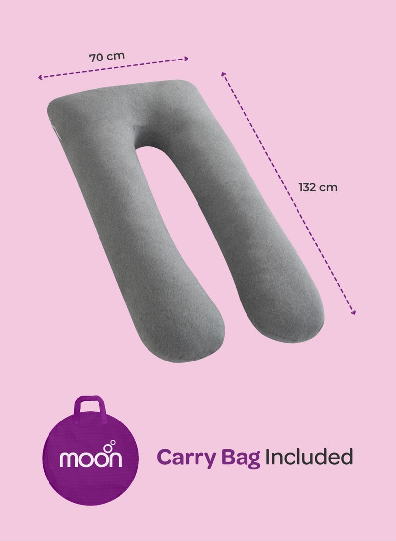 MOON Organic U Shaped  Maternity pillow - Light Grey - Image 4
