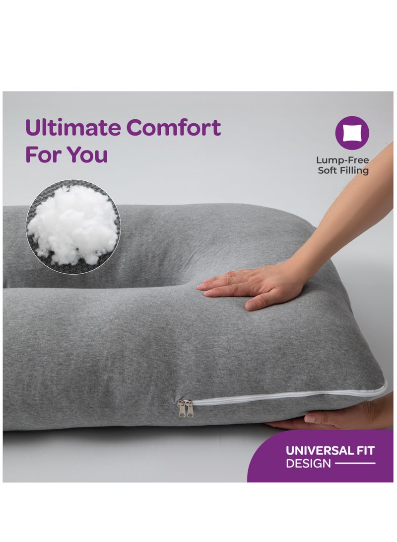 MOON Organic U Shaped  Maternity pillow - Light Grey - Image 2