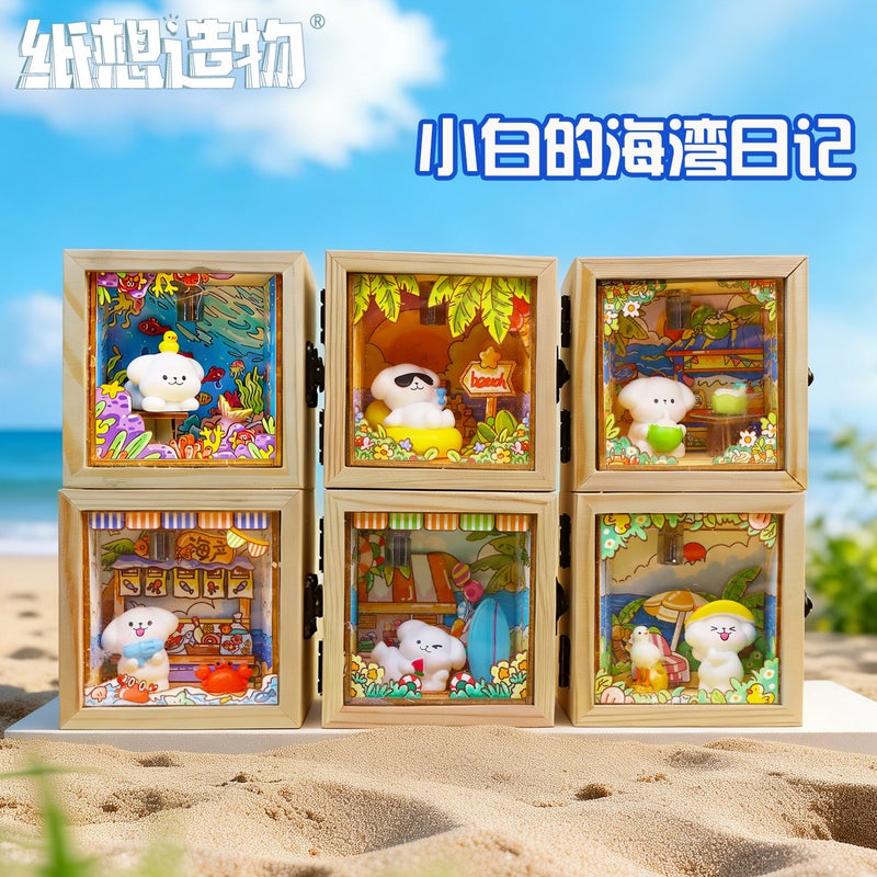 Mini Cabin Cute White Bay Vacation Scene Wooden DIY Ornament Birthday Gift - Image 2
