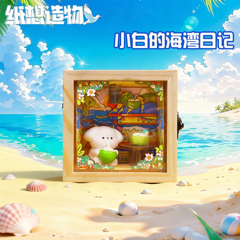 Mini Cabin Cute White Bay Vacation Scene Wooden DIY Ornament Birthday Gift - Image 5