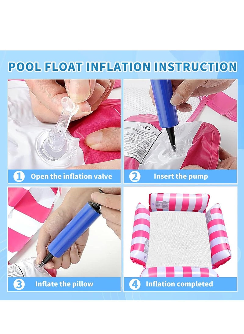 Yoawllty - Pool Floats, 2 Pack Swimming Pool Floats, 4-in-1 Adults Pool Float & Water Hammock with Air Pumps, Multi-Purpose, Inflatable Pool Floats for Adults(Blue,Pink) - Image 1