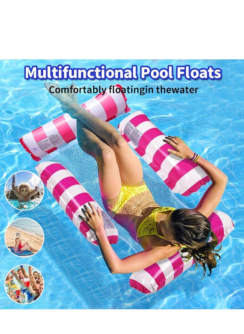 Yoawllty - Pool Floats, 2 Pack Swimming Pool Floats, 4-in-1 Adults Pool Float & Water Hammock with Air Pumps, Multi-Purpose, Inflatable Pool Floats for Adults(Blue,Pink) - Image 1