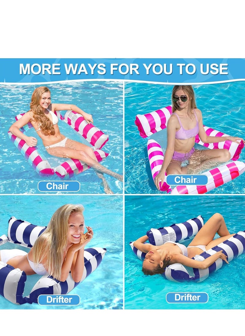 Yoawllty - Pool Floats, 2 Pack Swimming Pool Floats, 4-in-1 Adults Pool Float & Water Hammock with Air Pumps, Multi-Purpose, Inflatable Pool Floats for Adults(Blue,Pink) - Image 1