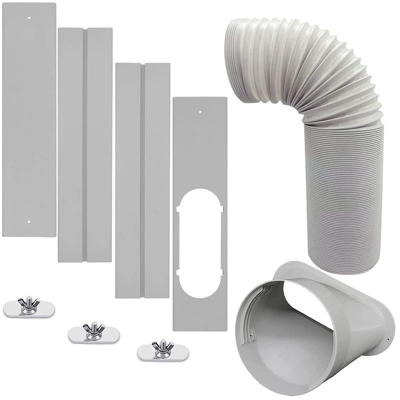 GOZFLVT Portable AC Window Vent Kit with 5inch Hose 6pcs Window Seal Kit for Portable Air Conditioner Adjustable Sliding Window Kit Plate for AC Unit AC Window Seal Suitable for 513 CM