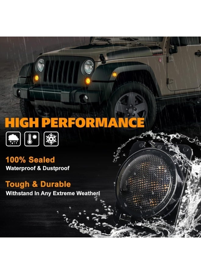 عدسة الدخان LED الجانب علامة الجبهة Fender Amber تحول إشارة مواقف السيارات أضواء لجيب رانجلر 2007-2017 - Image 3